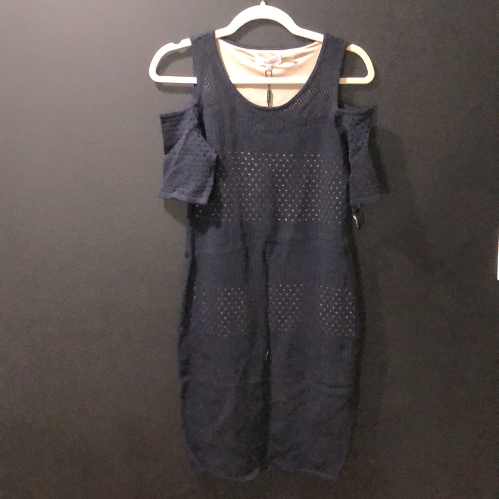 Calvin Klein laser cut knit cold shoulder dress